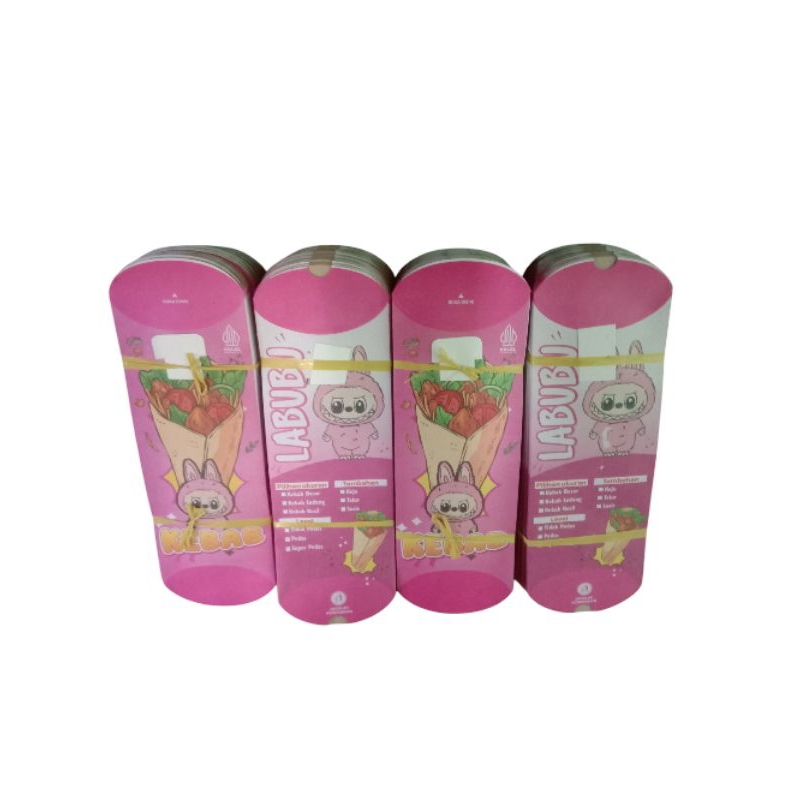 

BOX KEBAB/ bungkus kebab jumbo/100 pcs kemasan /Dus kebab/kertas dus kebab gambar labubu uk 24x9