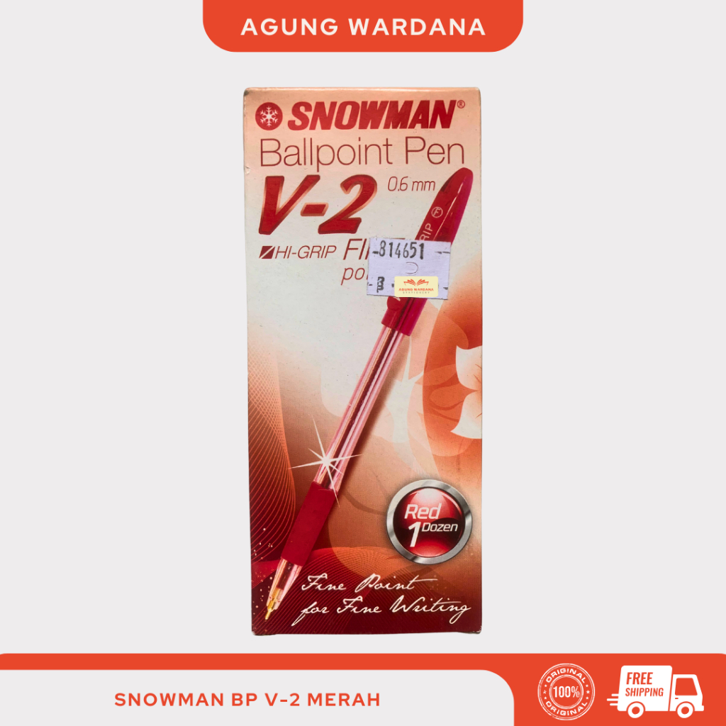 

BOLPOIN MERAH SNOWMAN V-2 0.6MM