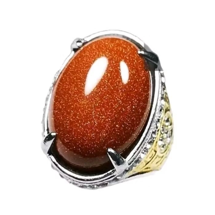 Cincin pria pasir intan akik warna coklat top jumbo