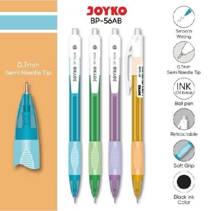 

( 1 PACK ) Ball Pen Pulpen Pena Joyko BP-56AB BODY COLORS 0.7 mm