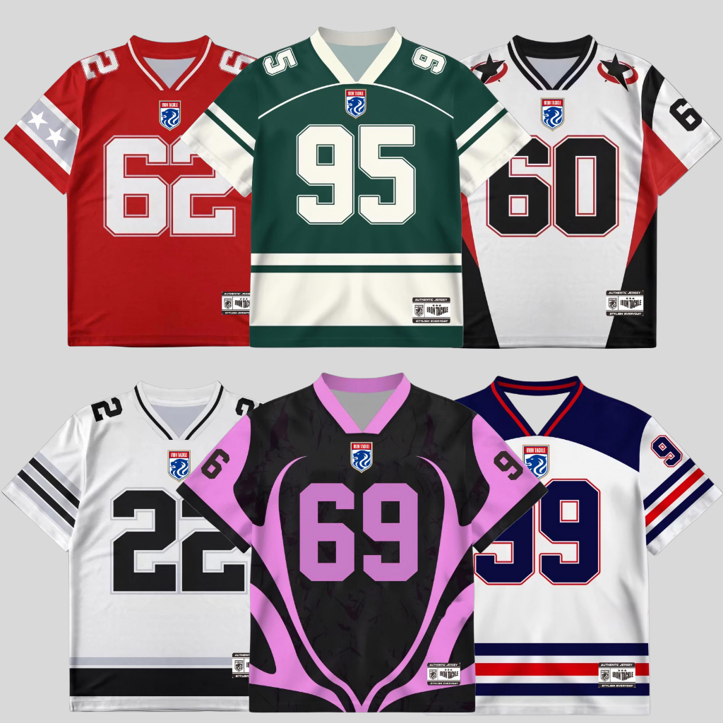 Iron Tackel Jersey Vintage Jumbo Retro Series Number Unisex Streatwear Oversize