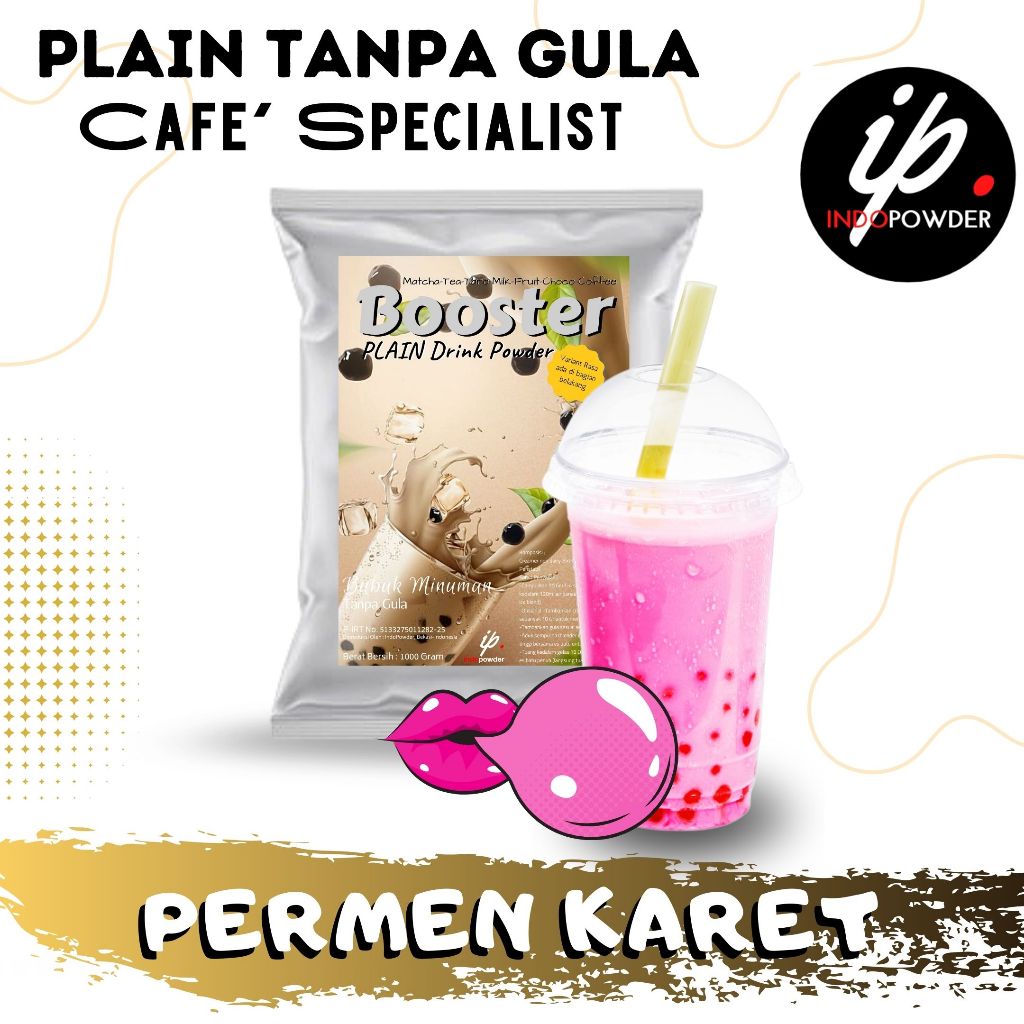 

IP Kendal - Bubuk Minuman TANPA GULA / PLAIN Rasa PERMEN KARET 1Kg Untuk Cafe, Resto & Usaha Minuman