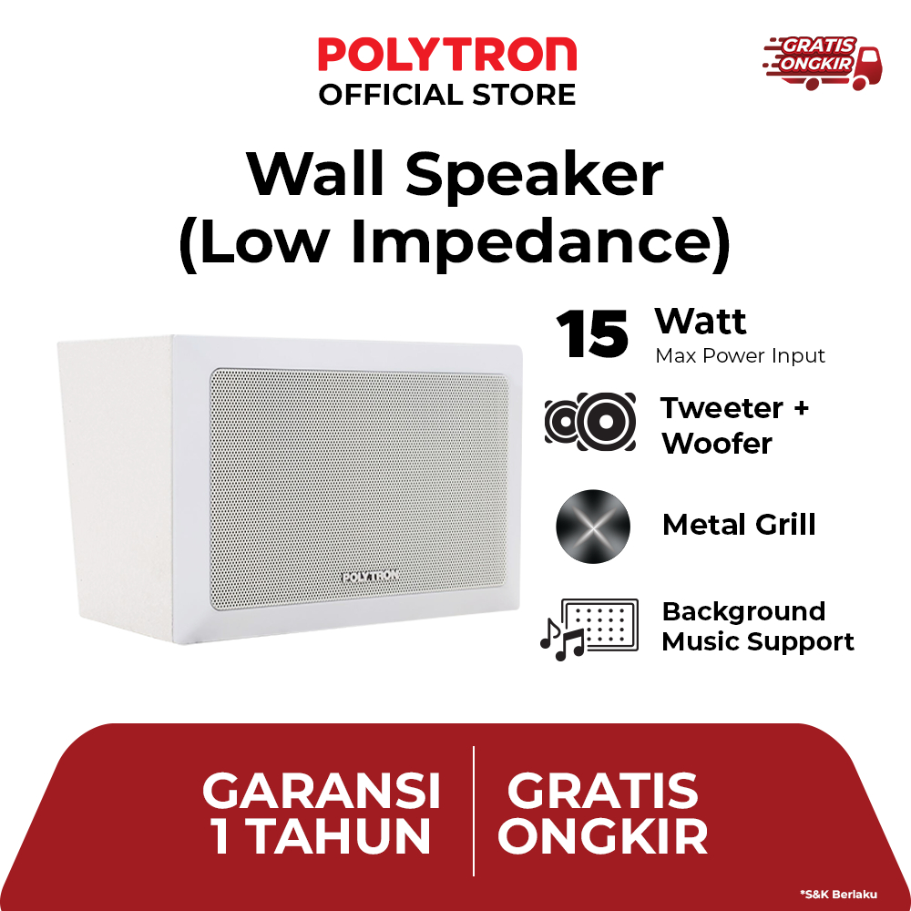 Polytron Wall Speaker Two-way Low Impedance Box Speaker Dinding  PPB W05B15