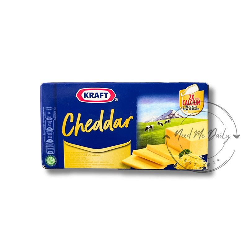 

Keju Kraft Cheddar Blok 150 gram ED 12/2025