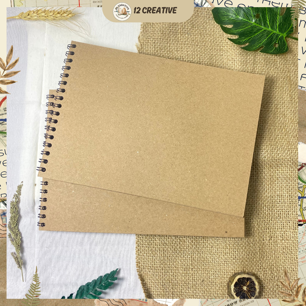 [12 Creative] Scrapbook Album Polos A5 Vintage Buku Journaling / Album Foto / Buku Coklat / Buku gam