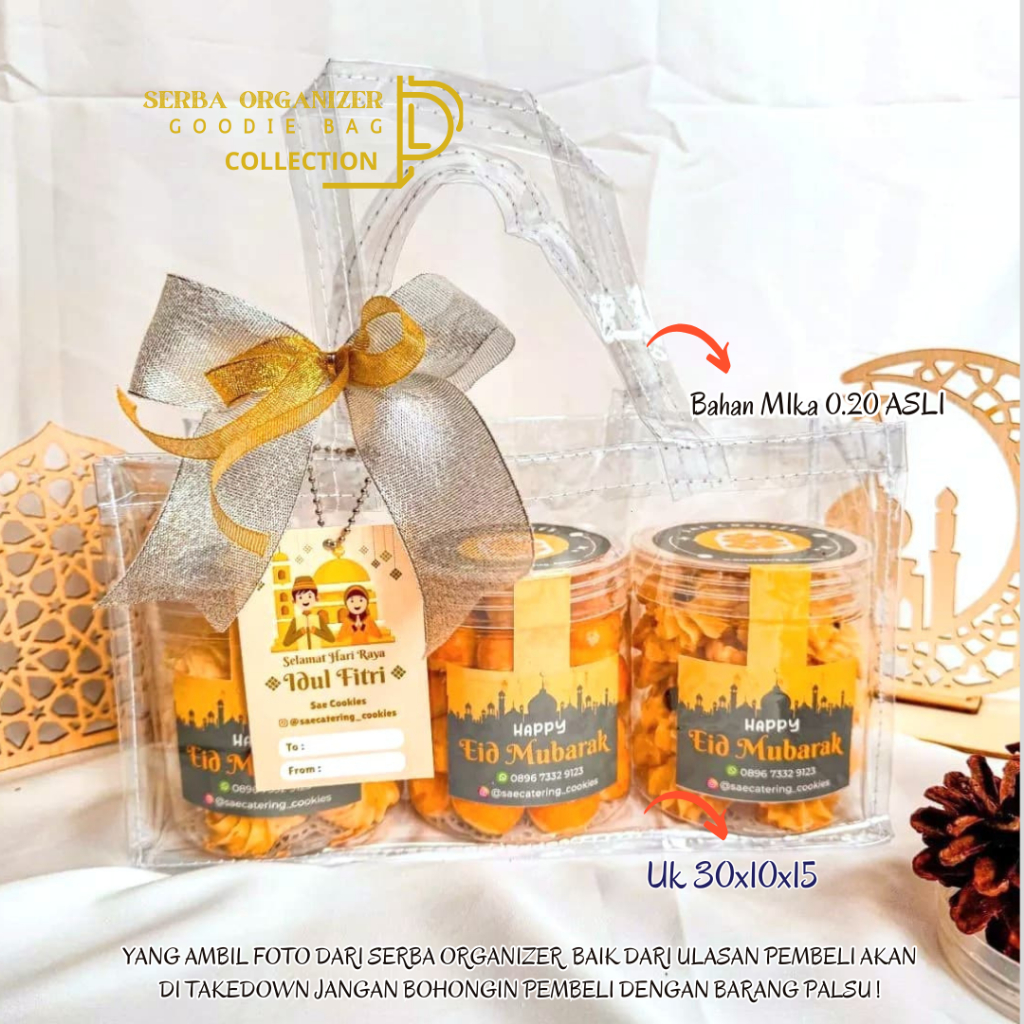 

Goodiebag Tas hampers Tas toples 1000ml Tas Mika tas bening tas mika tabung toples bening 30x10x20