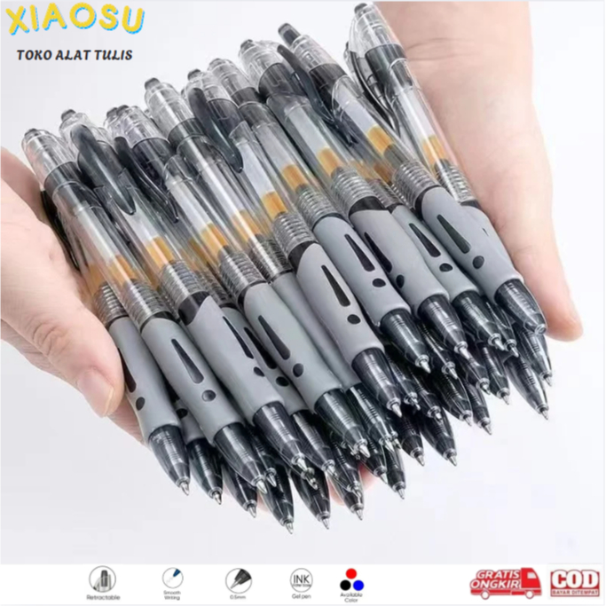 

XIAOSU 12-50PCS Pulpen Gel Retractable Pena Standar Ink 0.5mm Pulpen Gel Alat Tulis GP-265 Q