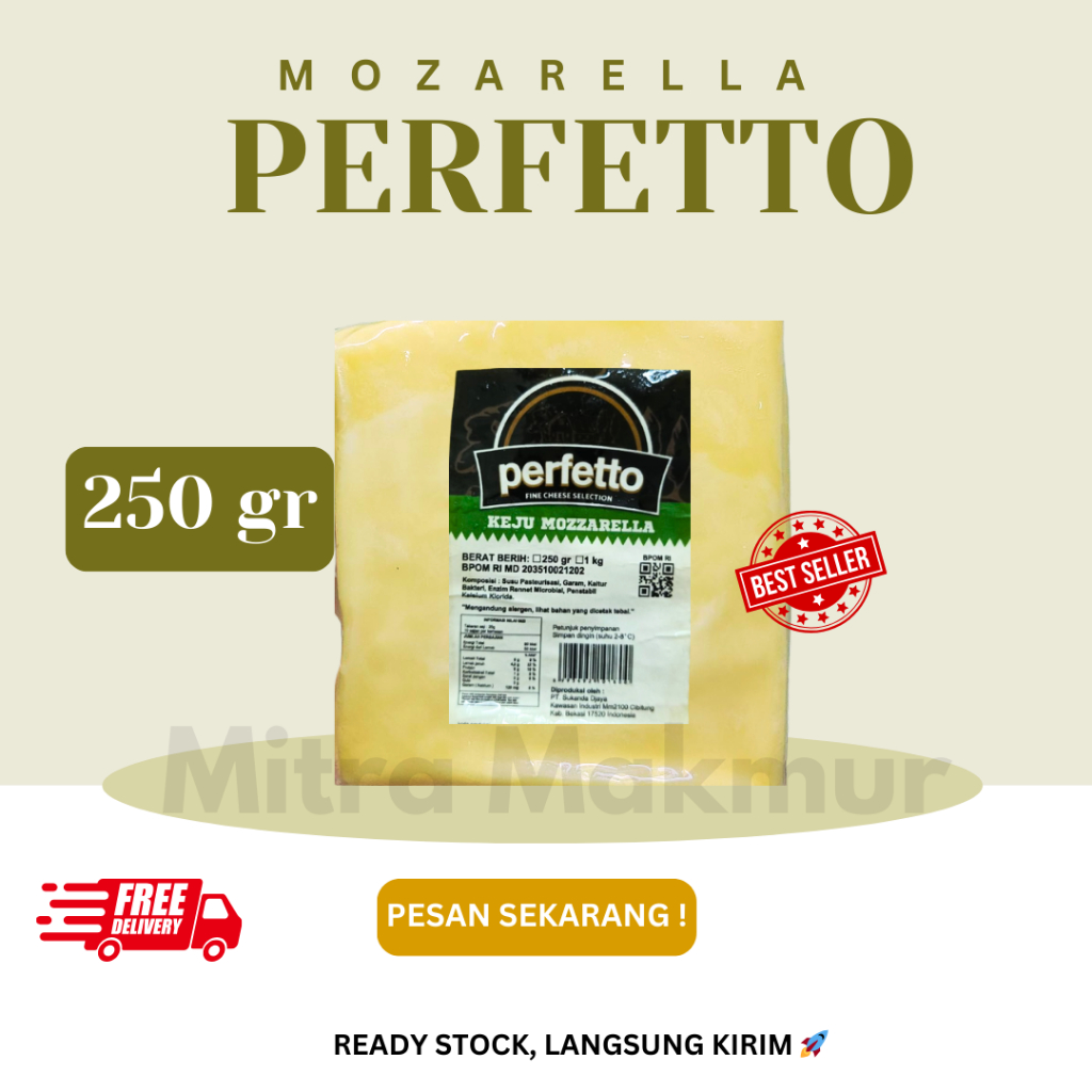 

Keju Mozarella Perfetto 250 gram / Mozzarella Cheese perfetto 250gram