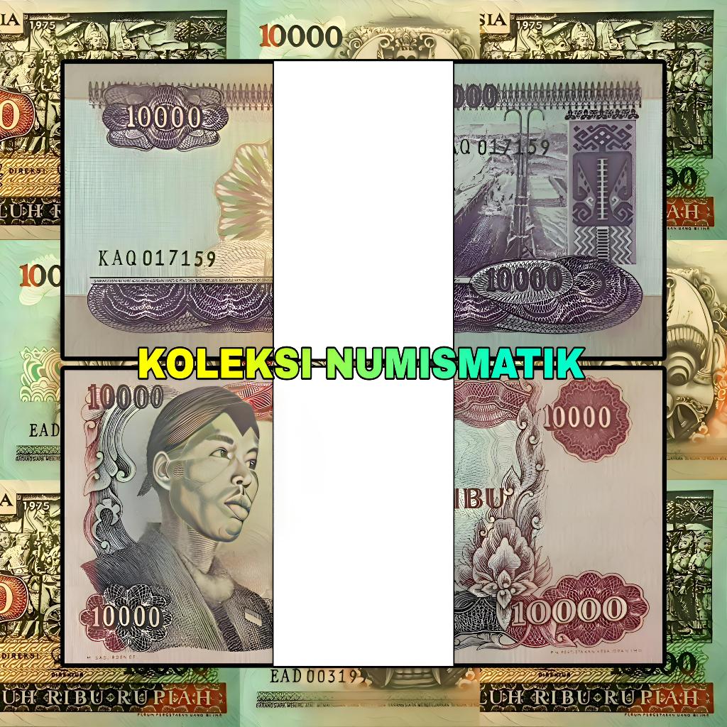 1 GEPOK SOUVENIR UANG KERTAS KUNO INDONESIA 10000 RUPIAH JENDERAL SOEDIRMAN 1968