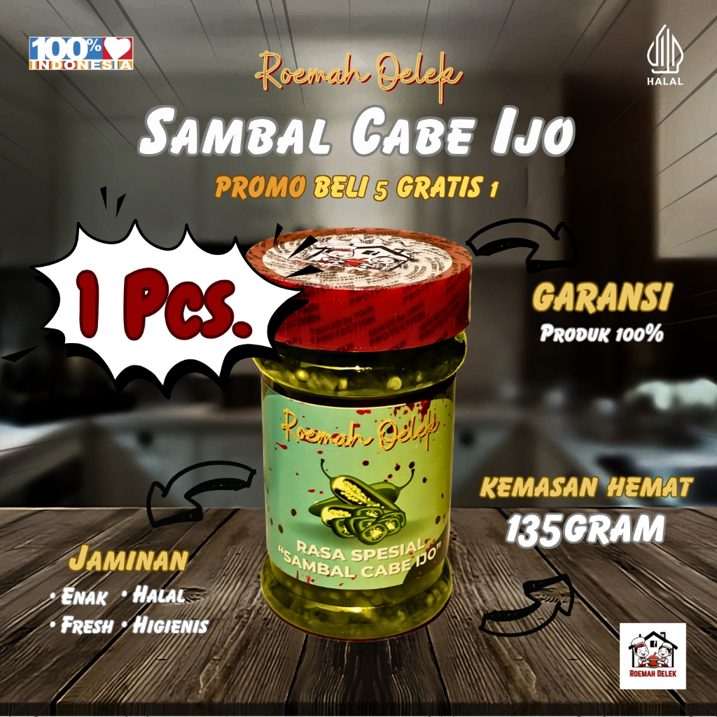 

[1Pcs] Sambal Cabe Ijo 135gr – Segar Pedas Bikin Nambah! | Roemah Oelek
