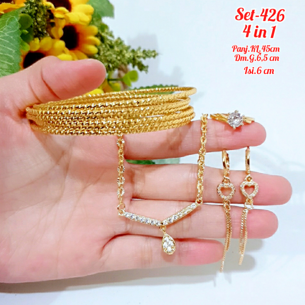 SET GELANG KERONCONG DEWASA PERHIASAN ANTI ALERGI/SET-426