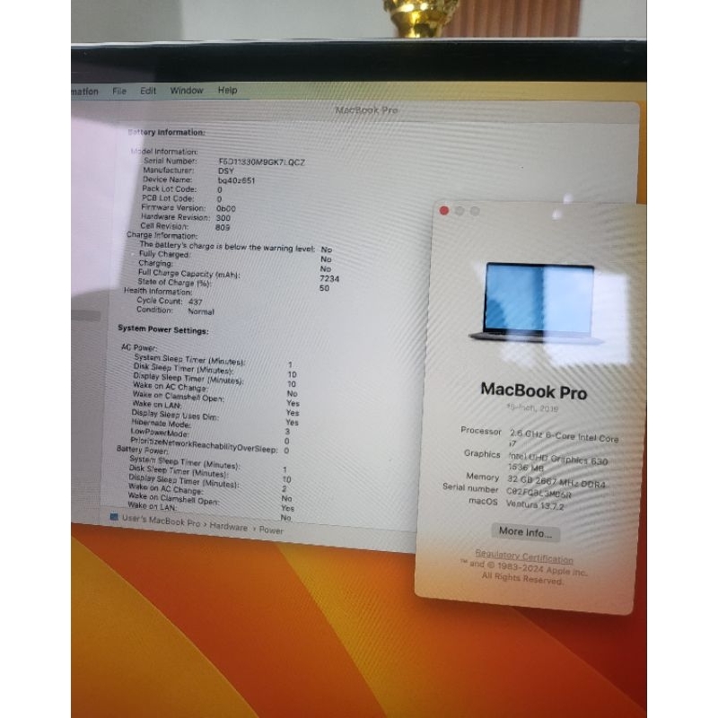 MACBOOK PRO 16 INCH 2019 CORE I7 RAM 32