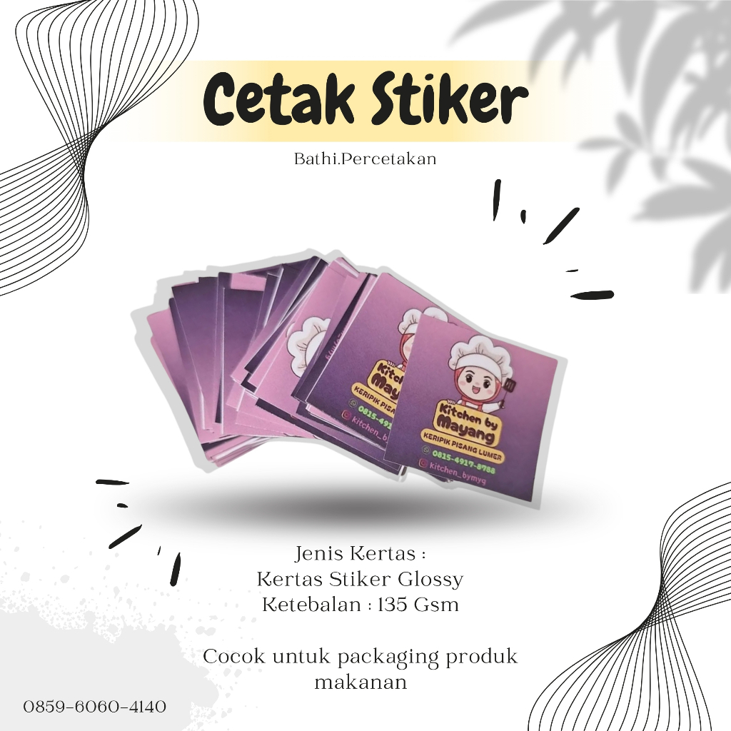 

Cetak Stiker Glossy 3x3,4x4,5x5, 6x6 dan custom desain stiker