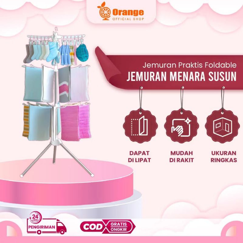 [moon baby] jemuran menara 3 tingkat hanger bayi 3 tingkat / jemuran pakaian bayi