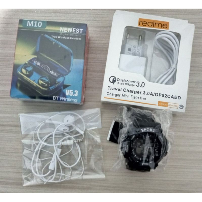 Beli 1 dpt 4 ( Headset Bluetooth+casan+headset+jam tangan)