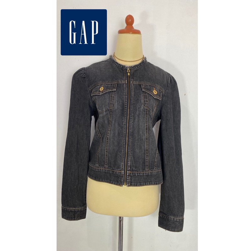 Jaket wanita outer cardigan blazer basic bahan denim jeans premium model semi crop lengan panjang ad