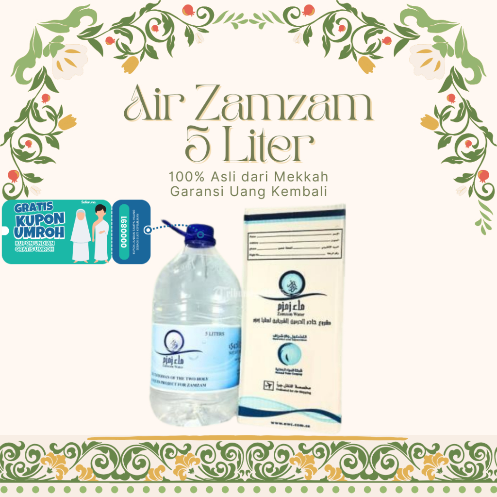 

AIR ZAM-ZAM 5L ORIGINAL - KEMASAN GALON AMAN (TERSEDIA BARCODE)