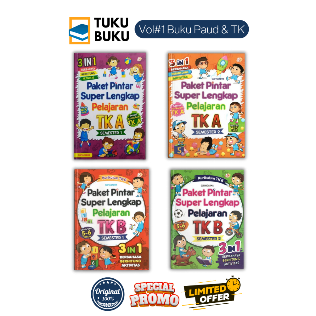 () Promo - Buku Anak - Buku PAUD & TK - Buku Paket Pintar Super Lengkap Pelajaran TK A TK B Semester