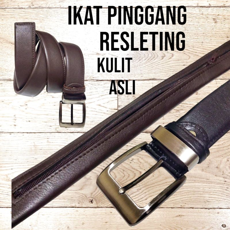 Ikat pinggang kulit Asli /sabuk Resleting kulit / kulit garut /sabuk kulit Asli