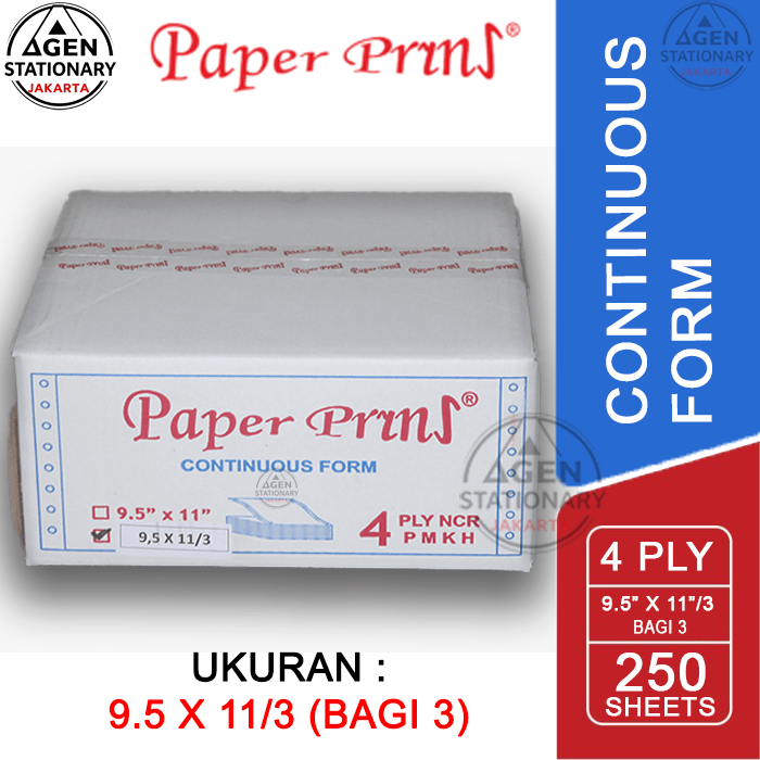 

KERTAS CONTINUOUS FORM PAPER PRINT 9.5 X 11 4 PLY BAGI 3 FAKTUR SURAT JALAN NCR RANGKAP 4