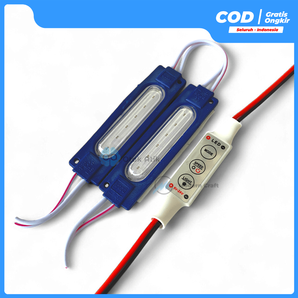 Paket Lampu Led Cob+Modul Blitz Kedip Pesawat 12V/24V Lampu Kolong Variasi Motor Mobil Truk Bus Dll