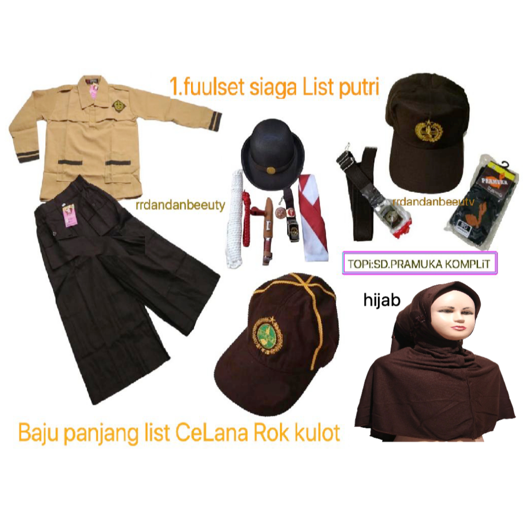 fullset setelan seragam pramuka siaga putri