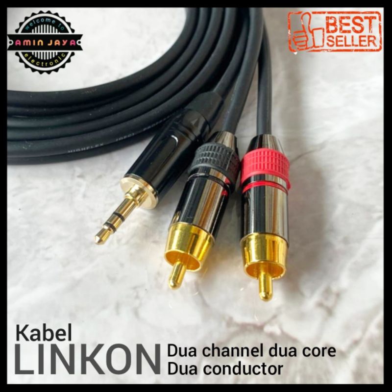 Kabel HP ke speaker / kabel audio jack aux 3,5 to rca / kabel rca  ke hp