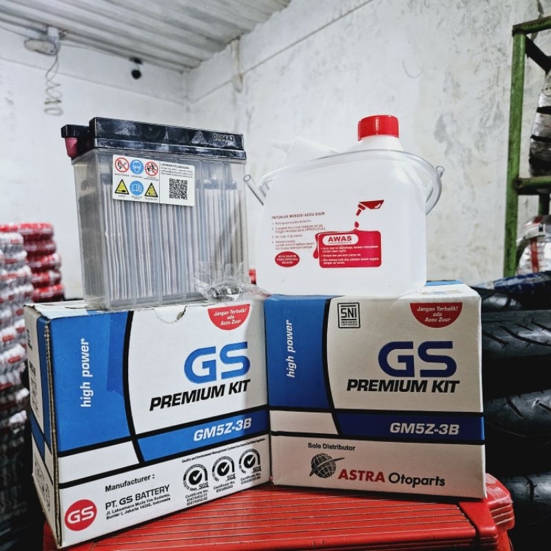 AKI/ACCU GM5Z-3B BASAH GS ASTRA ORIGINAL Untuk Motor Supra X , Supra Fit, Mio Sporty, Smash Dll