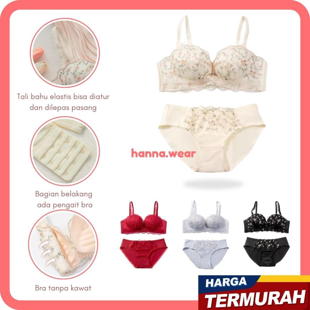 Bra Set CD 3977 Bra CD Set Pakaian Dalam Wanita Bra Tanpa Kawat Bh Tanpa Kawat BH Set Celana Dalam W