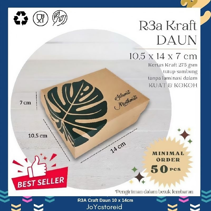 

Dus Kotak Kue R3A Kraft Daun | Box Kue | Dus Kue | Dus Jajan