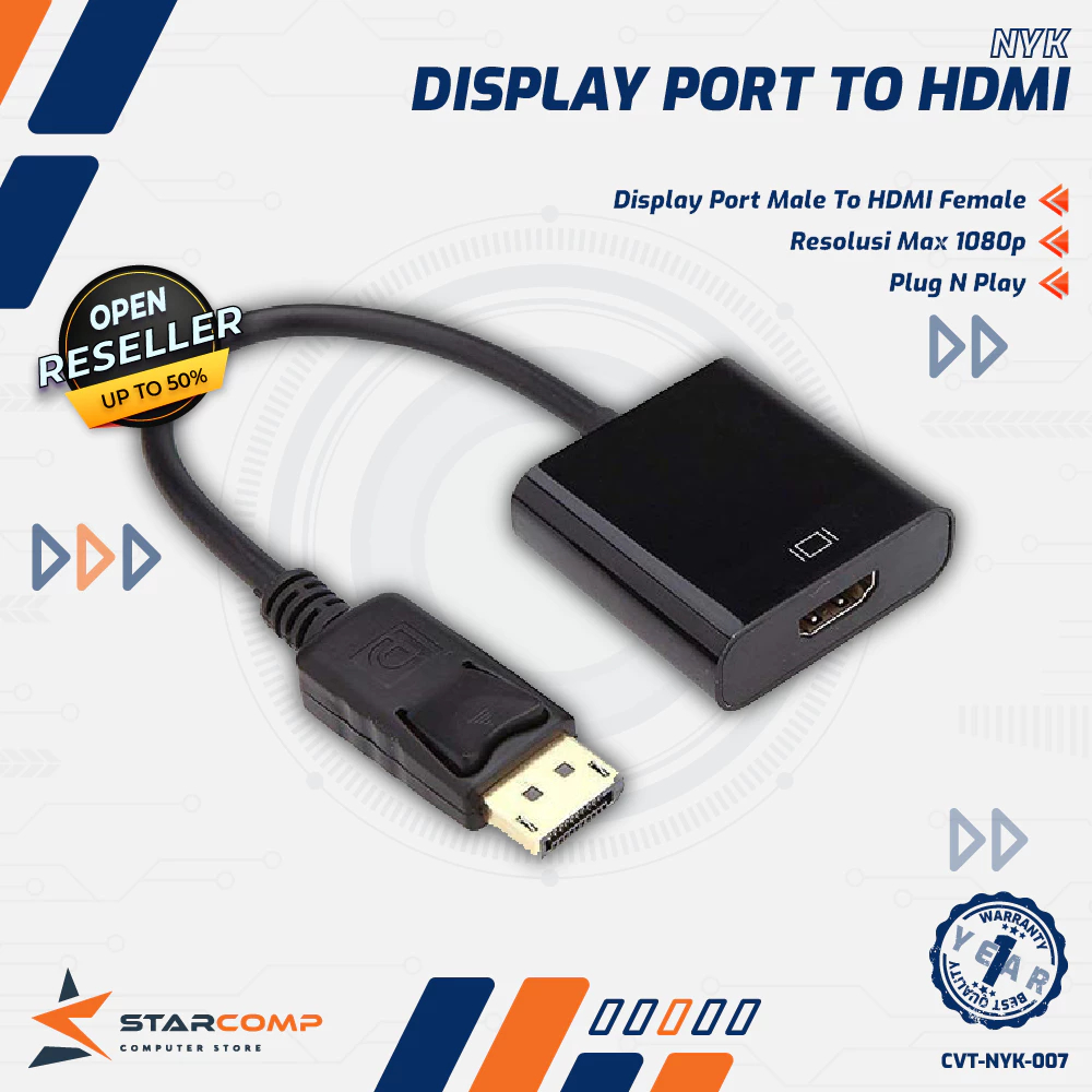 Converter Display Port to HDMI NYK Adapter DP to HDMI Laptop PC