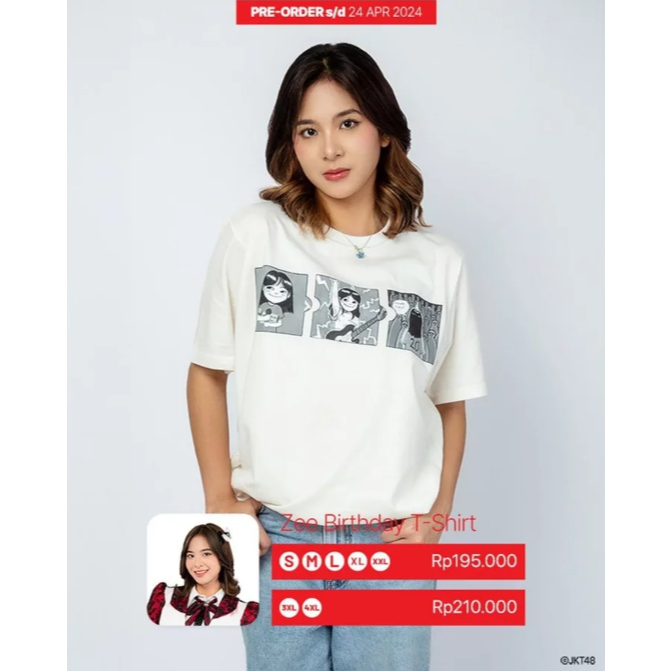 kaos JKT48 Birthday T-Shirt Azizi Ashadel (Zee) | Unisex New 2024 White