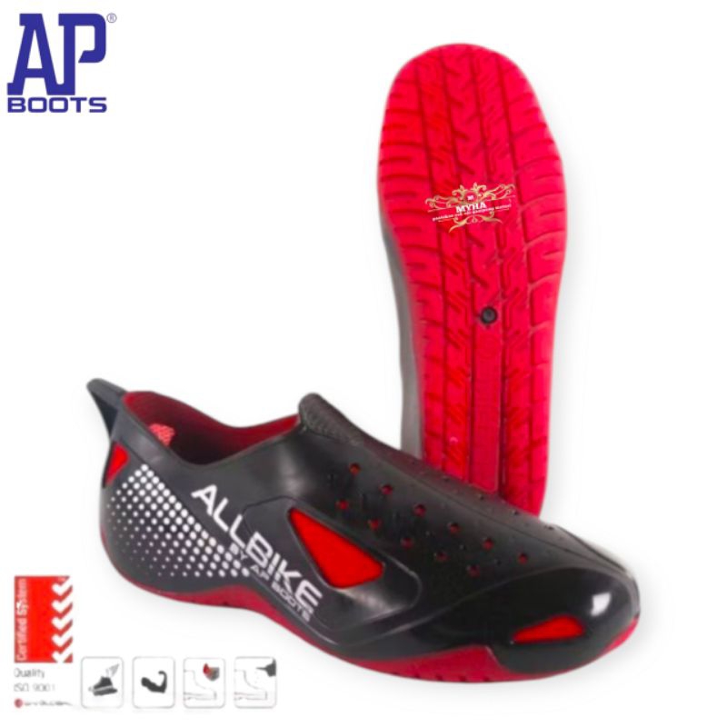 Ap Boots all bike merah Sepatu bike pvc