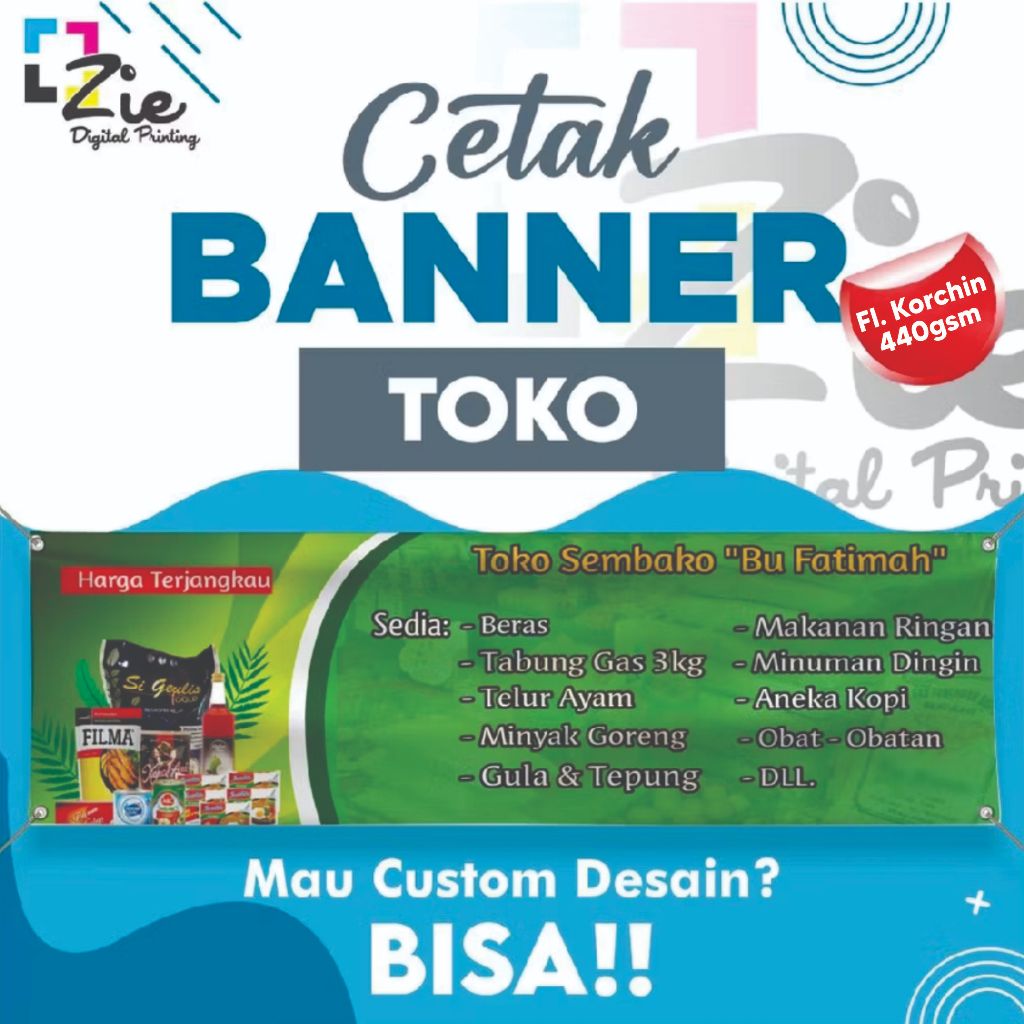 Cetak Banner Toko Frontlite Bahan Korchin 440gr Spanduk Backdrop Custom