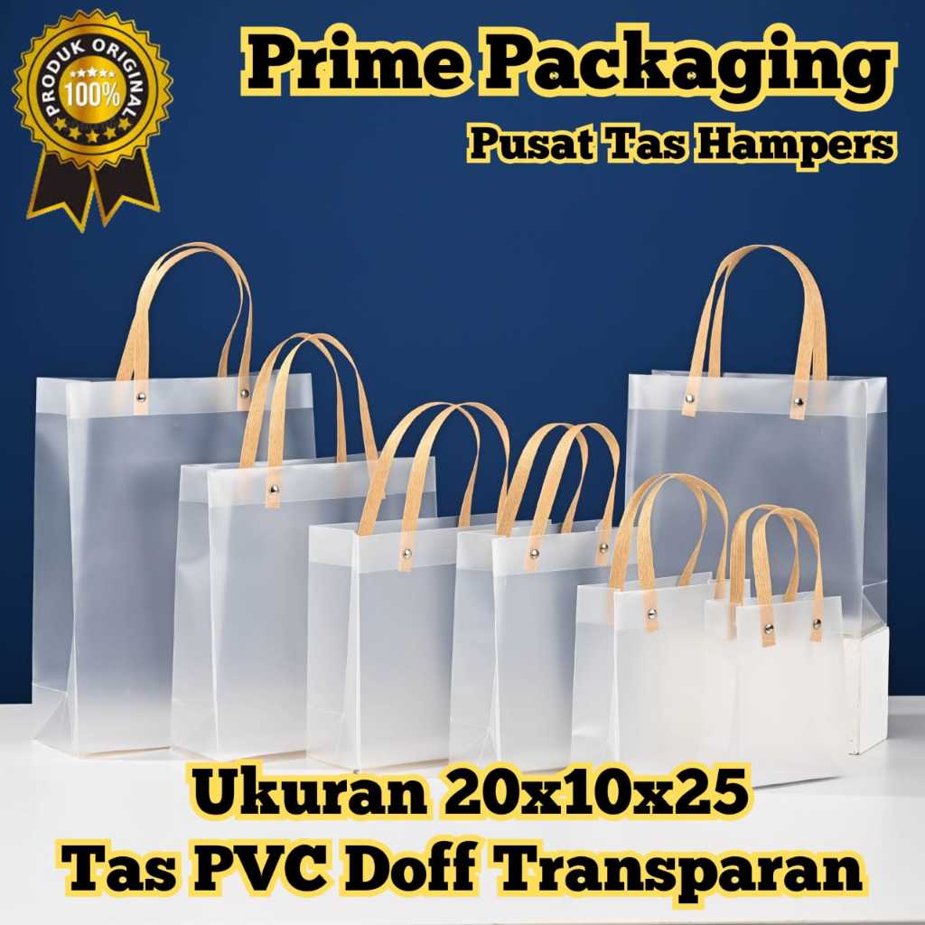 

[ GROSIR PER 10 PCS ] Goodie Bag Doff 20x10x25 PVC Transparan / Tas Hampers Ulang Tahun Natal Imlek