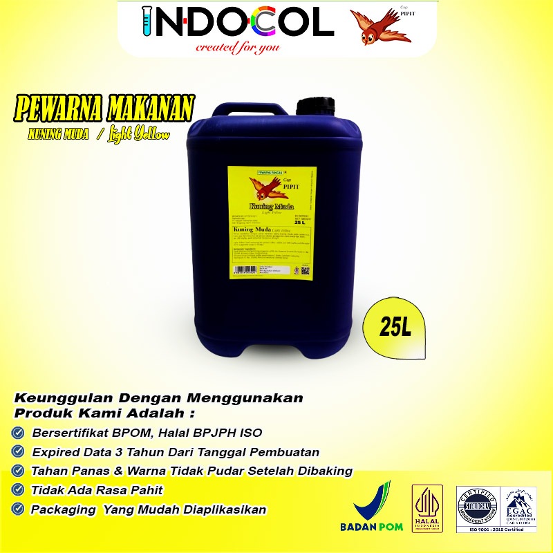 

PEWARNA CAIR MAKANAN KUNING MUDA CAP PIPIT (25 LITER)