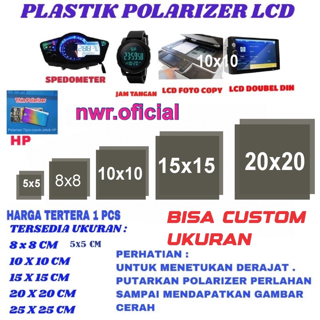 MIKA POLARIS / POLARIZER LCD UNIVERSAL UNTUK SEMUA JENIS LCD