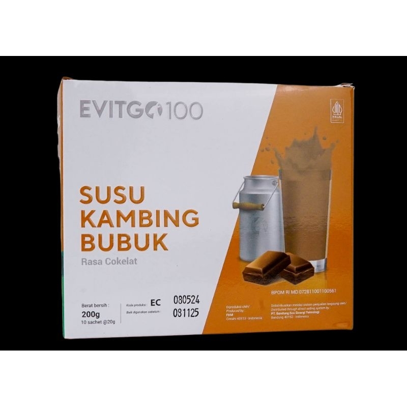 

SUSU KAMBING BUBUK EVITGO100 Rasa Cokelat – 10 Sachet | Lebih Sehat & Nikmat, Kaya Nutrisi!