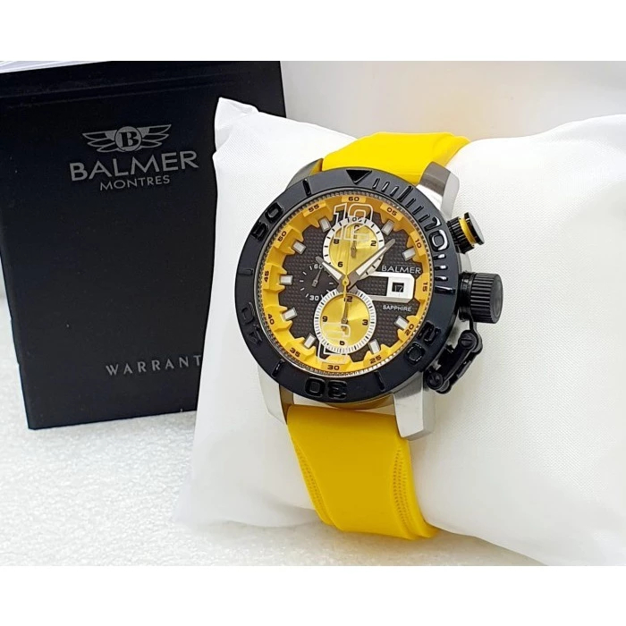 promo Jam Tangan Analog Pria Balmer 8811 Chrono Sillicone Sapphire Original - yellow