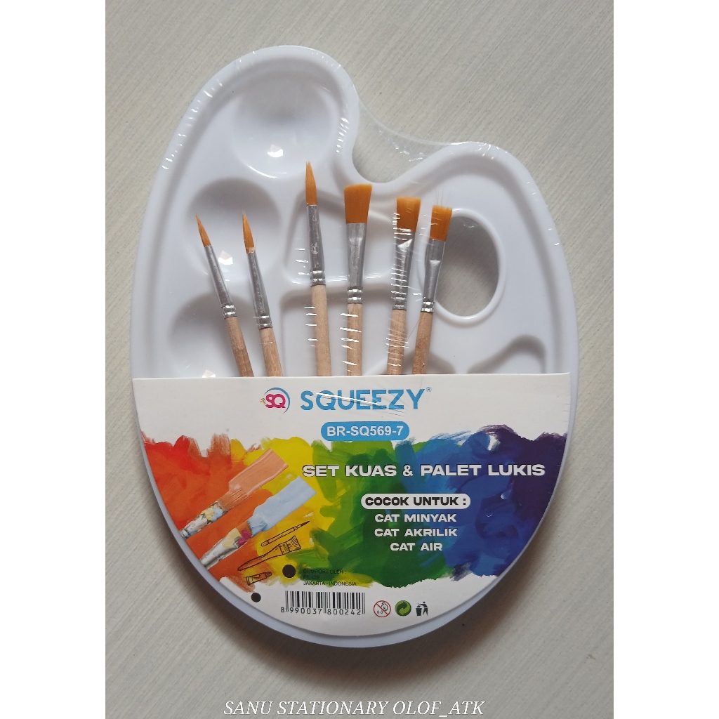 

Kuas Lukis set + pallet cocok buat cat air cat acrylic dan cat minyak