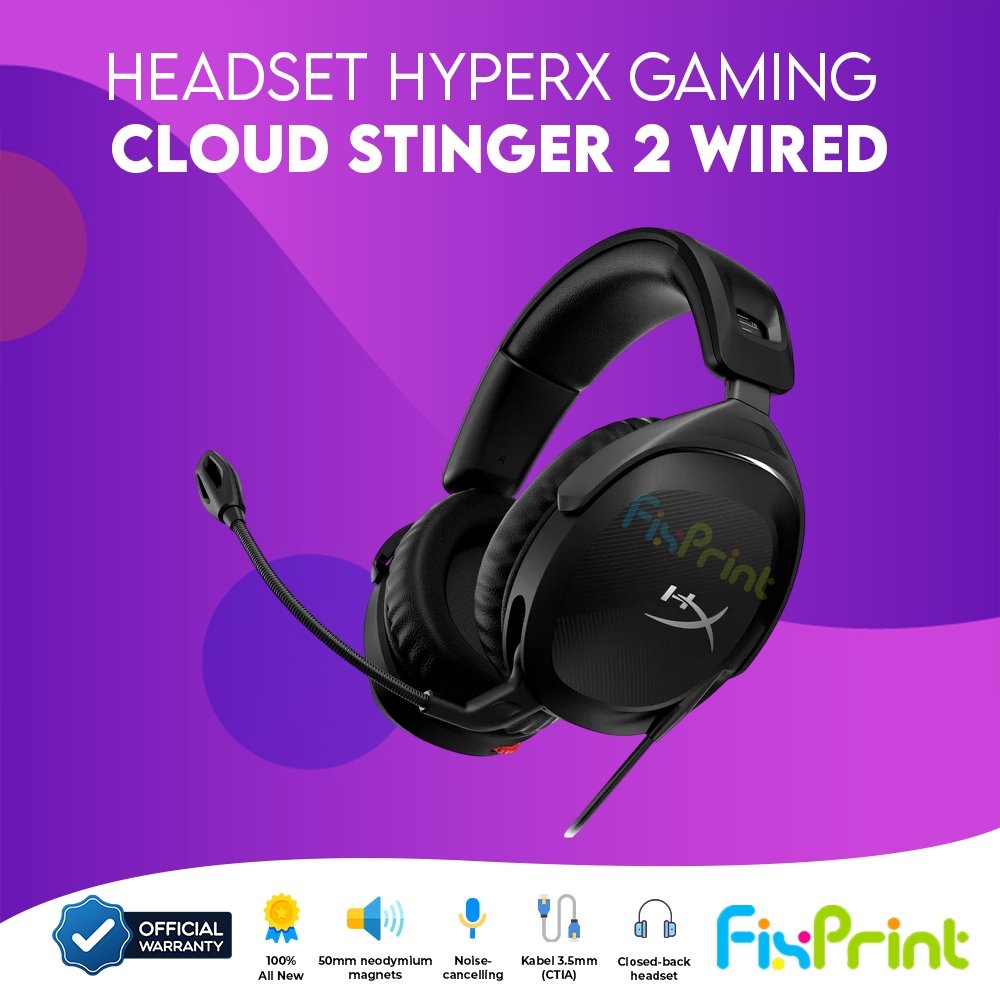 Fixprint HyperX Headset Gaming Cloud Stinger 2 Wired Spatial Audio Rotatable Black Bergaransi New