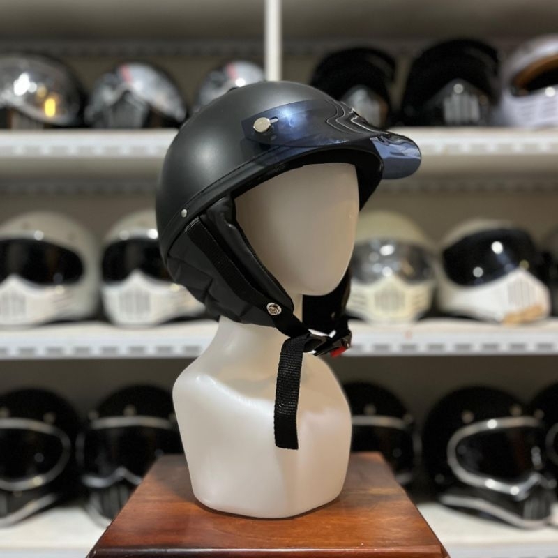 Helm Chip Hitam Doff Include Pet / Helm Retro Classic Vintage