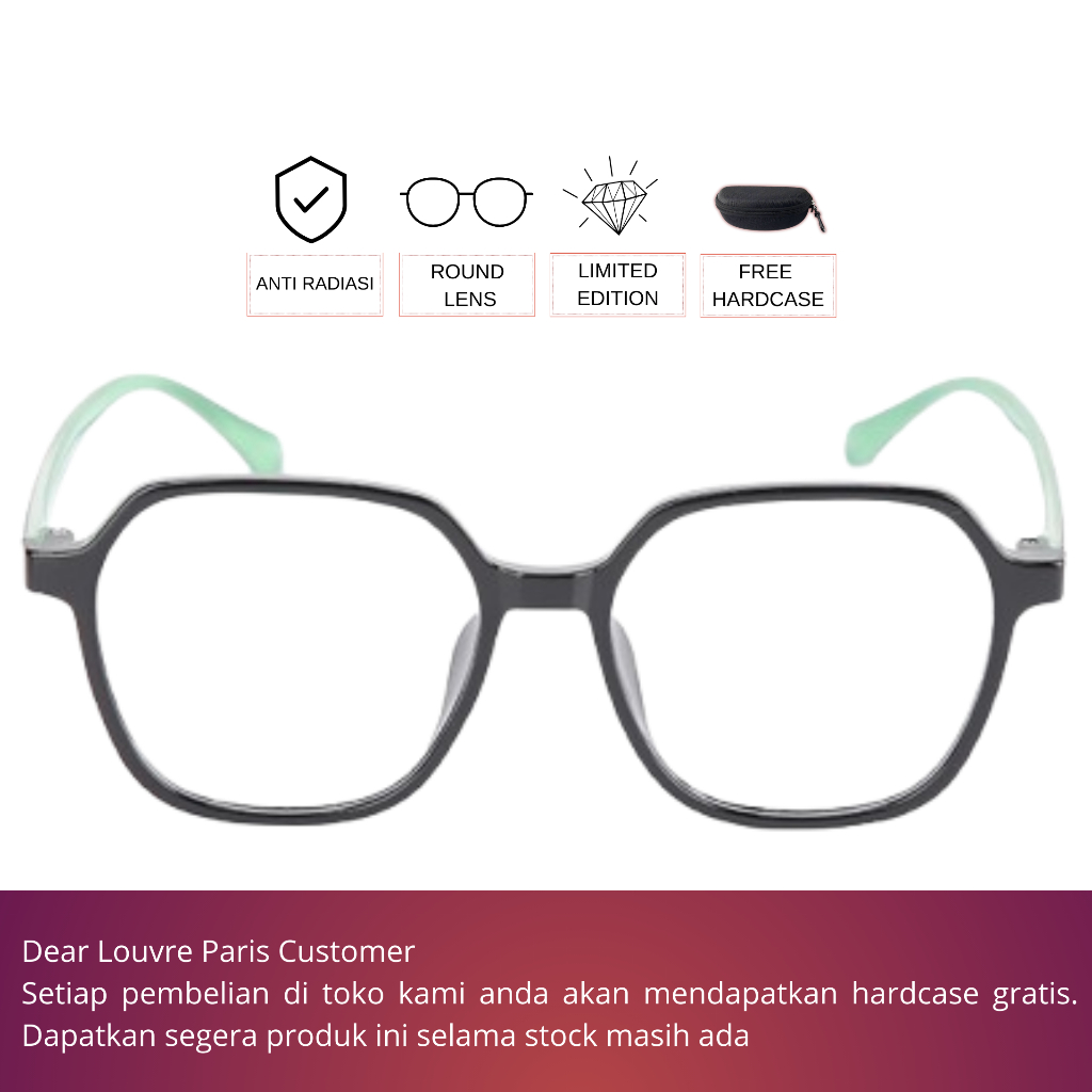 Kacamata TR Lentur Pria Wanita Antiradiasi Hexy Black Green