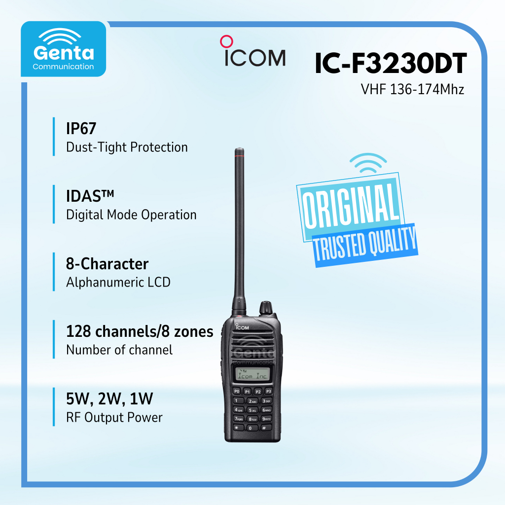 ICOM F3230DT / IC-F3230DT / HT ICOM ICF3230DT IC F3230DT VHF 136-174MHz GARANSI BARU ORIGINAL TERMUR