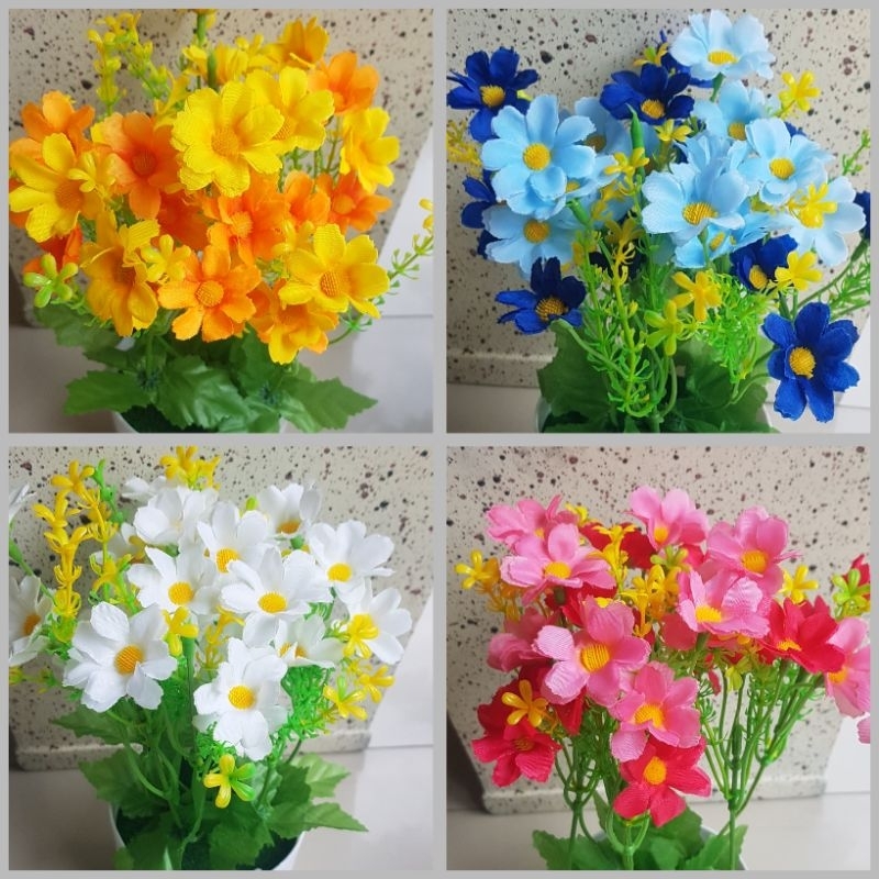 Bunga Hias Plastik, Pot Bunga Hias Plastik, Bunga Bonsai Plastik, Krisan Bonsai