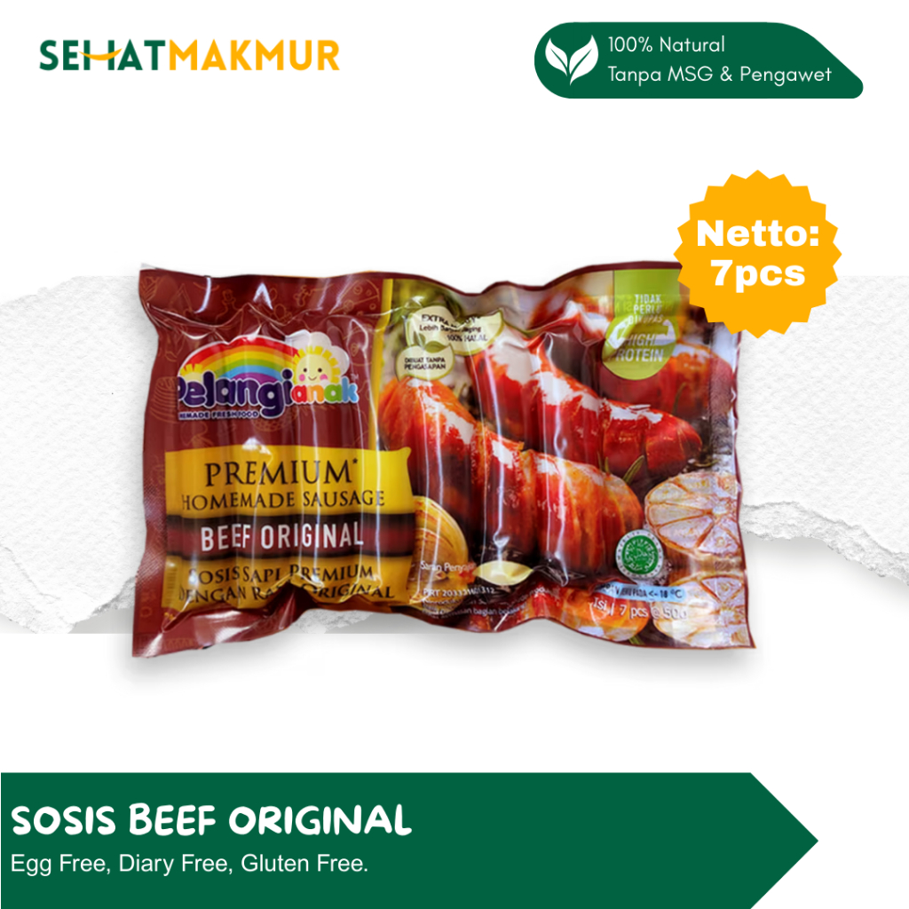 

Pelangi Frozen Food - Sosis Beef Original (Sosis Sehat Tanpa MSG, Pengawet dan Gluten)