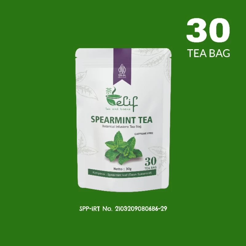 

ELIF TEA AND TISANE Spearmint Tea | Teh Spearmint Untuk Jerawat Hormon PCOS Promil | 30 Tea Bag