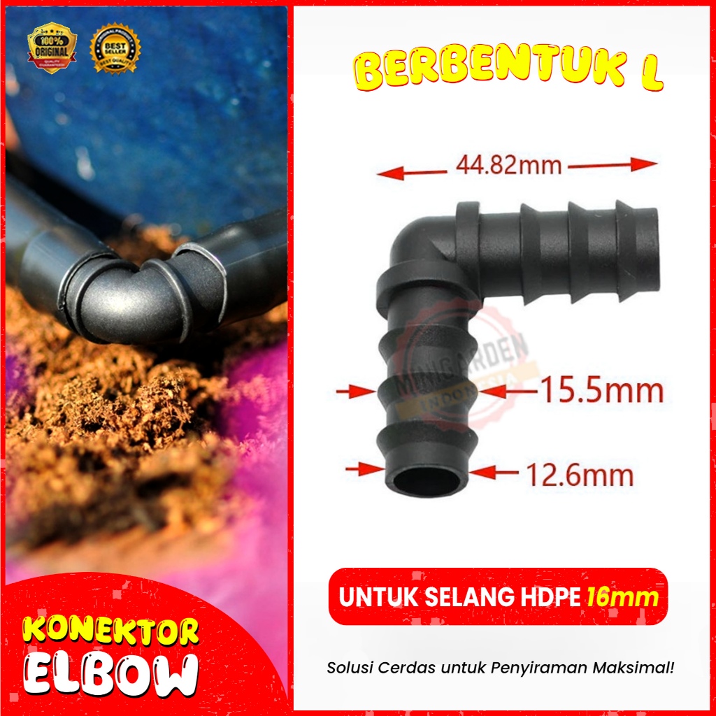 KONEKTOR ELBOW 16MM sambungan selang siku knee 16 mm fitting selang PE