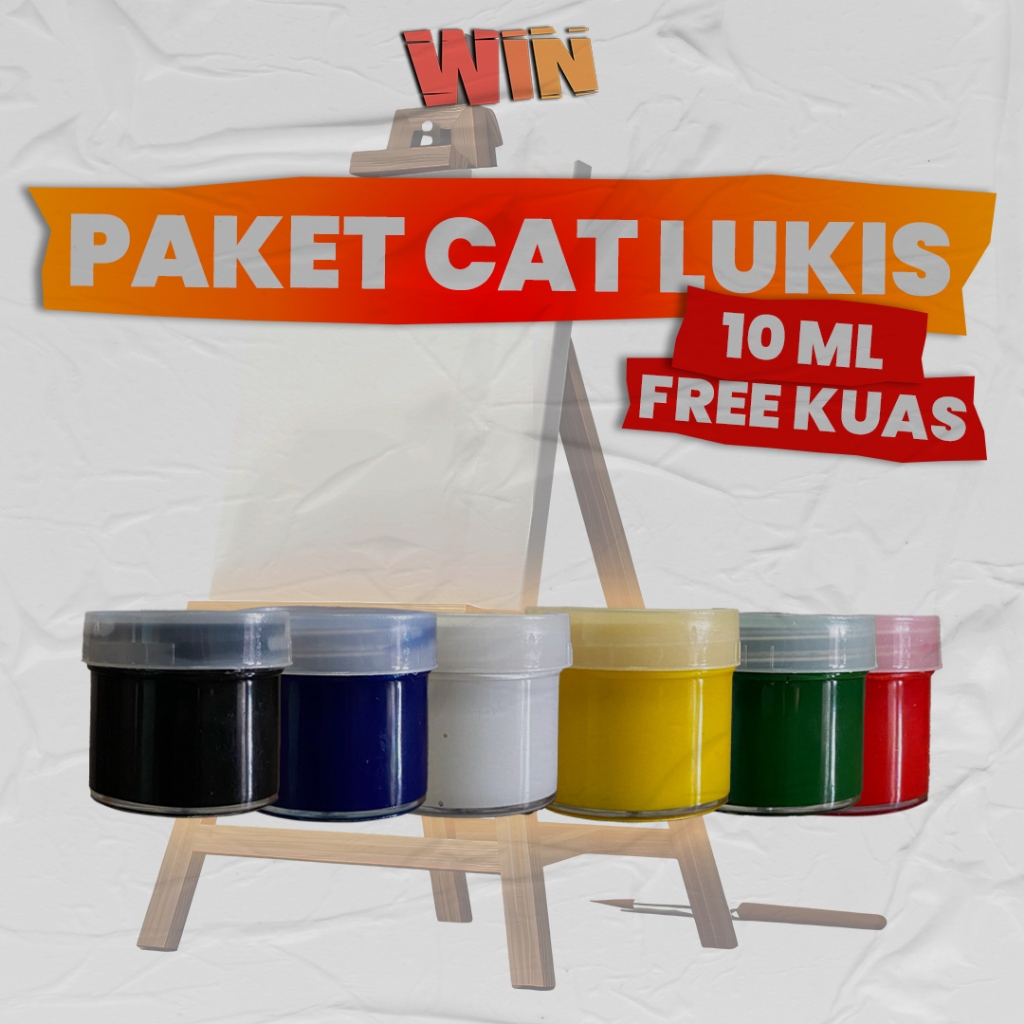 

Paket Cat Lukis WIN 6 Warna 10ml BONUS KUAS