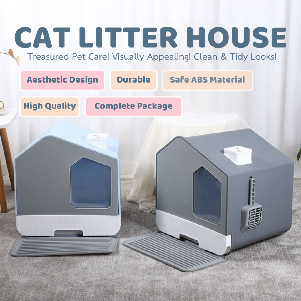 Cat Litter Box/ Bak Pasir Kucing/ Litter Box Kucing Tertutup/ Toilet Kucing/ Toilet Bak Pasir Kucing